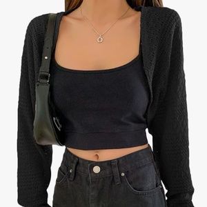 Women's Long Sleeve Bolero Shrug Cardigan Open Front Lightweight Cardigan Knit